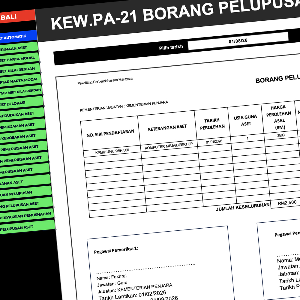 Paparan fungsi pelupusan aset AUTOASET